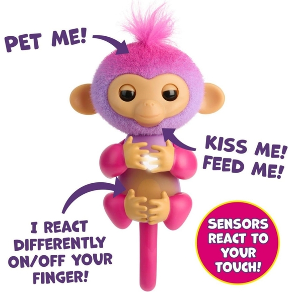 NEW Fingerlings Interactive Baby Monkey 70 Sounds & Reactions Charli Pink Purple - Picture 3 of 9